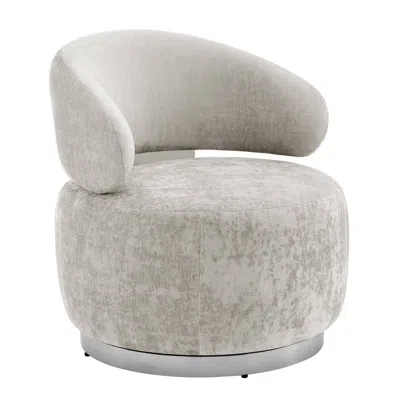 Finesse Decor Elegant Swirl Swivel Accent Chair In Gray