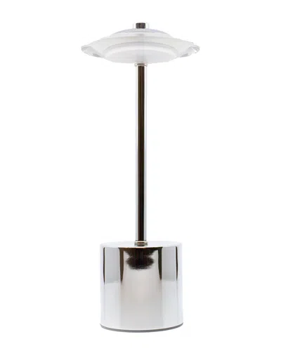 FINESSE FINESSE DÉCOR GLOW SPACESHIP 3-TEMPERATURE DIMMABLE INTEGRATED LED TOUCH  RECHARGEABLE CHROME TABLE 