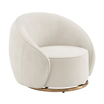 Finesse Decor Ivory Swing Luxury Swivel Accent Chair In White