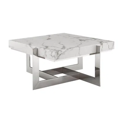 Finesse Decor Marmo Reflection Square Coffee Table In Gray