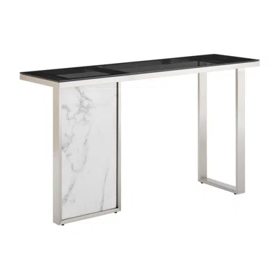 Finesse Decor Monolith Chic Marble Console Table In Metallic