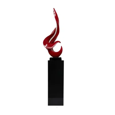 Finesse Decor Red Flame Floor Sculpture With Black Stand, 44" Tall