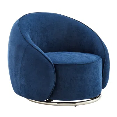 Finesse Decor Sapphire Swing Luxury Swivel Accent Chair In Blue