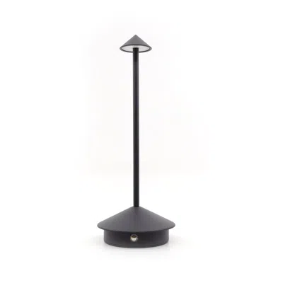 Finesse Decor Shade Crest Rechargeable Table Lamp In Black