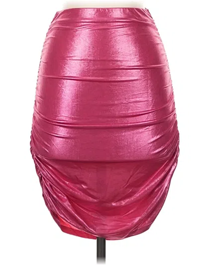Pre-owned Finesse Faux Leather Skirt In Burgundy