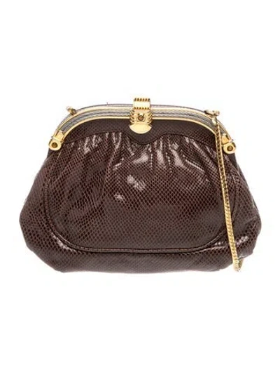 Pre-owned Finesse La Model Leather Evening Bag In Brown