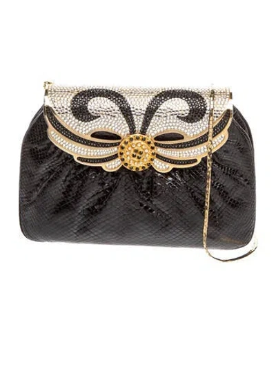 Pre-owned Finesse La Model Leather Minaudière In Black