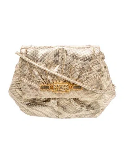 Pre-owned Finesse La Model Snakeskin Crossbody Bag In Neutral