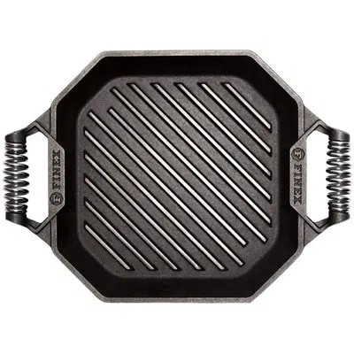 Finex 12 Inch Cast Iron Double Handle Grill Pan In Black