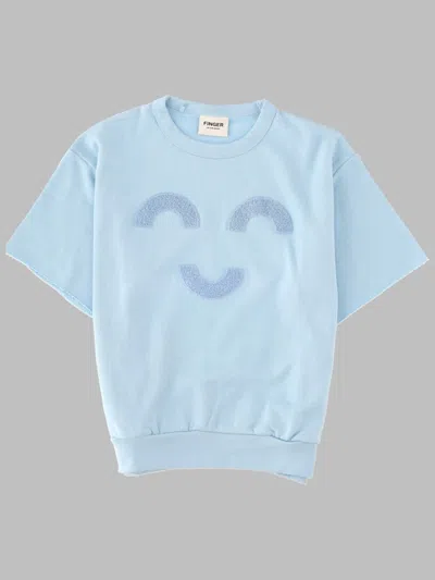 Finger In The Nose Finger-in-the-nose-inspired Mini Short-sleeve Cotton Sweater For Girls In Blue