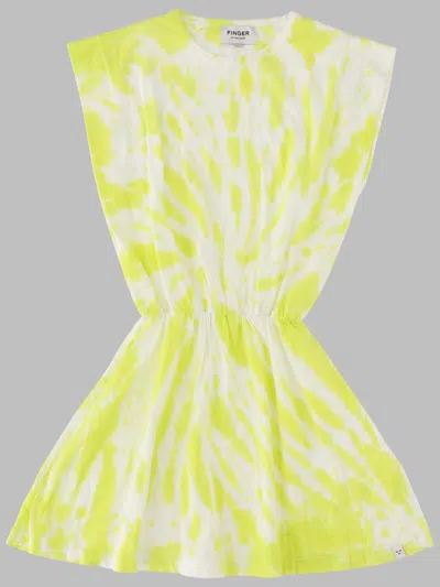 Finger In The Nose Girls Sleeveless Tie-dye Cotton Dress In Yellow