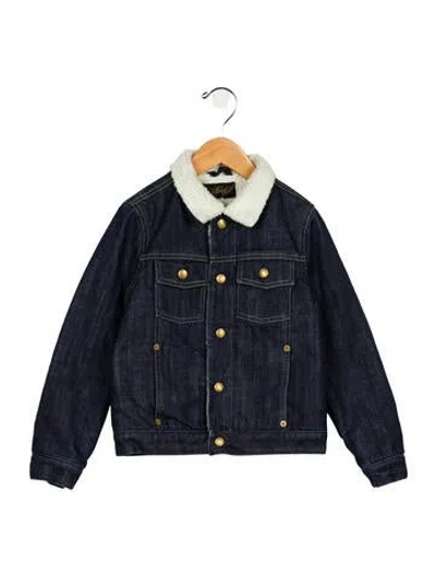 Pre-owned Finger In The Nose Babies' Toddlers Lined Denim Jacket In Blue