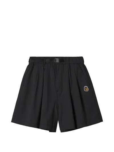Fingercroxx Belted Pleated Shorts In Black