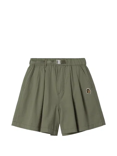 Fingercroxx Belted Pleated Shorts In Green