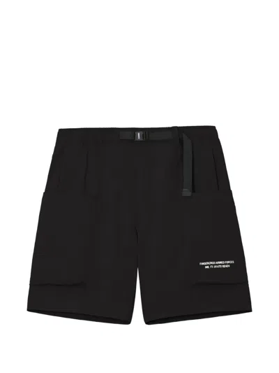 Fingercroxx Buckle-detail Cargo Shorts In Black