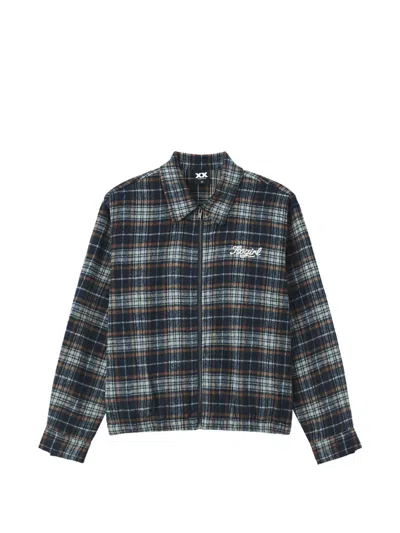 Fingercroxx Check-pattern Zip-up Jacket In Blue
