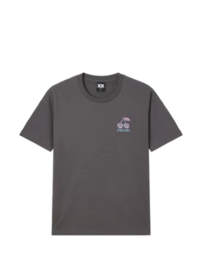 Fingercroxx Cherry-print T-shirt In Gray