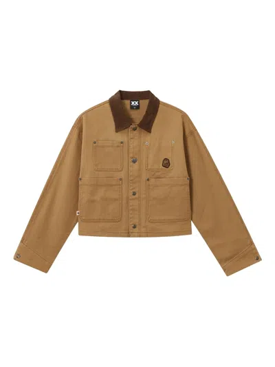 Fingercroxx Corduroy-collar Cotton Jacket In Brown