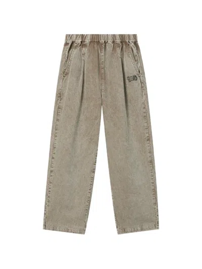 Fingercroxx Corduroy Pleated Trousers In Gray