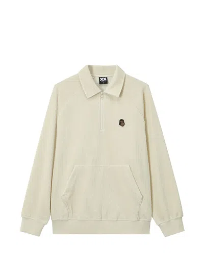 Fingercroxx Corduroy Quarter-zip Sweatshirt In Neutral