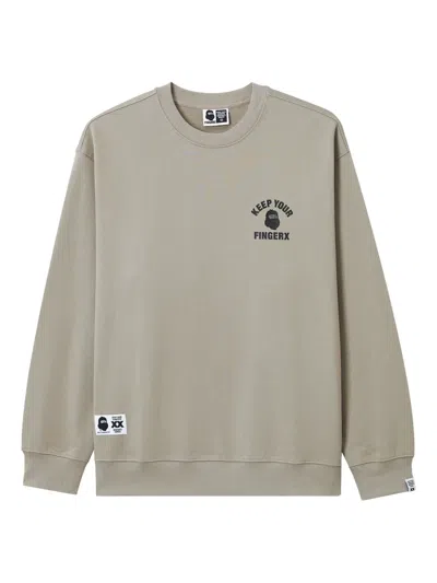 Fingercroxx Crew-neck Logo-print Sweatshirt In Neutral