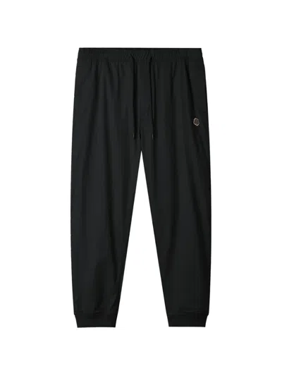 Fingercroxx Drawstring-fastening Logo-patch Track Pants In Black