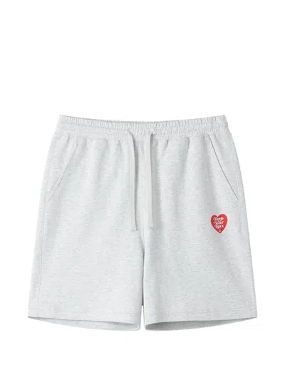 Fingercroxx Drawstring Heart-motif Track Shorts In Gray