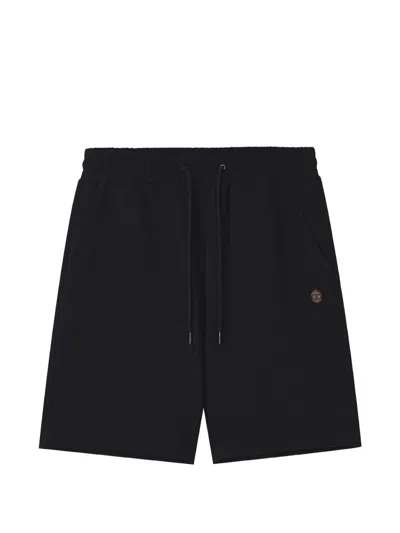 Fingercroxx Drawstring Logo-patch Shorts In Black