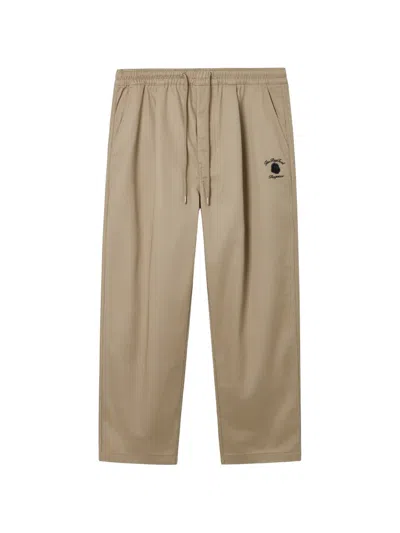 Fingercroxx Drawstring Logo-patch Trousers In Neutral