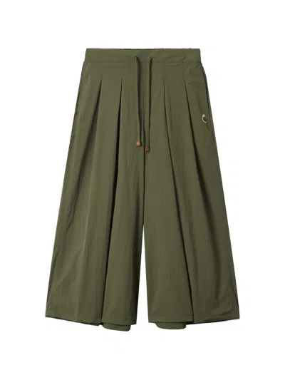 Fingercroxx Drawstring Pleated Trousers In Green