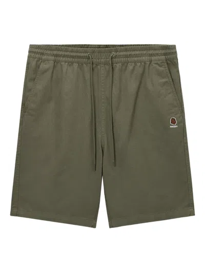 Fingercroxx Drawstring Side-pocket Shorts In Green