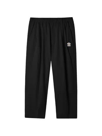 Fingercroxx Elasticated-waistband Logo-patch Trousers In Black