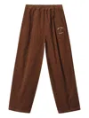 Fingercroxx Embroidered Corduroy Trousers In Brown