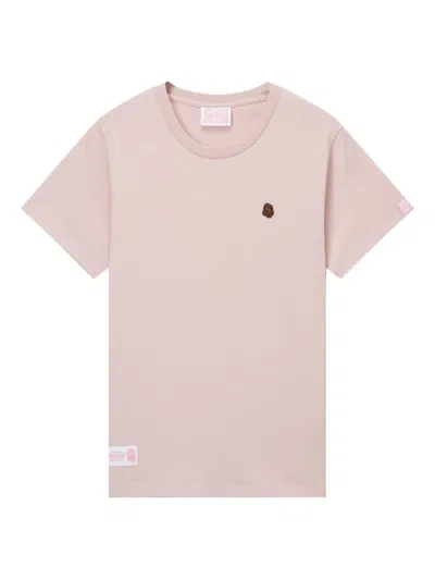 Fingercroxx Embroidered Cotton T-shirt In Neutral