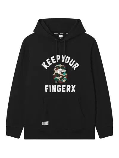 Fingercroxx Embroidered Hoodie In Black