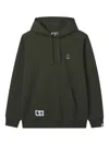 Fingercroxx Embroidered Kangaroo-pocket Hoodie In Green