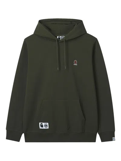 Fingercroxx Embroidered Kangaroo-pocket Hoodie In Green
