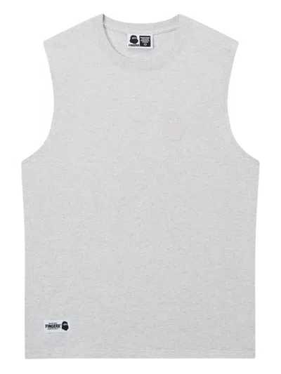 Fingercroxx Embroidered-logo Cotton Vest In Gray