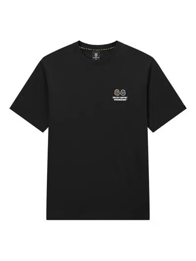 Fingercroxx Embroidered-logo Crew-neck T-shirt In Black