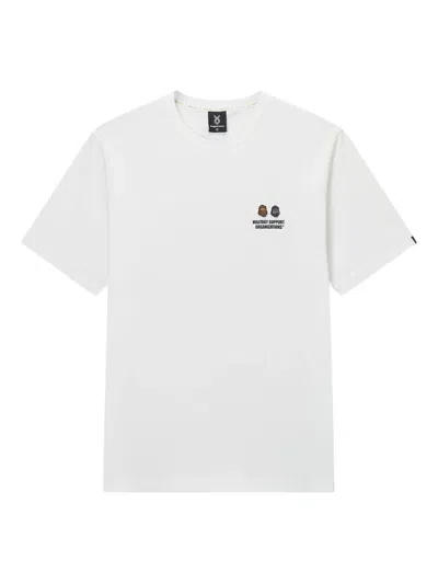 Fingercroxx Embroidered-logo Crew-neck T-shirt In White