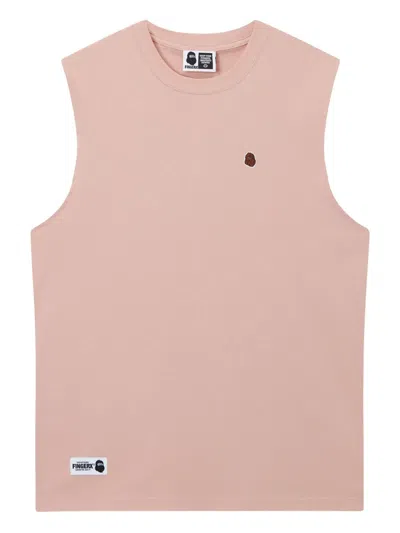 Fingercroxx Embroidered-logo Sleeveless Vest In Pink