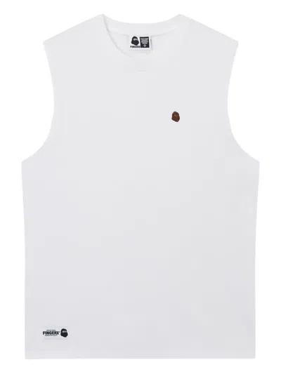 Fingercroxx Embroidered-logo Sleeveless Vest In White