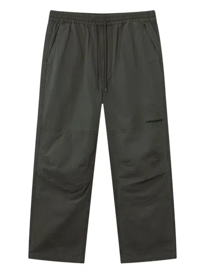 Fingercroxx Embroidered Logo Trousers In Gray