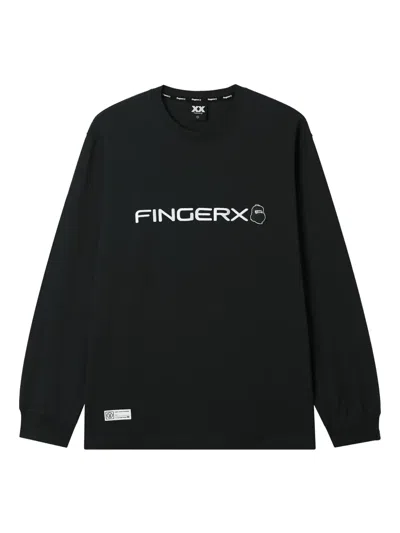 Fingercroxx Embroidered Long-sleeve Top In Black
