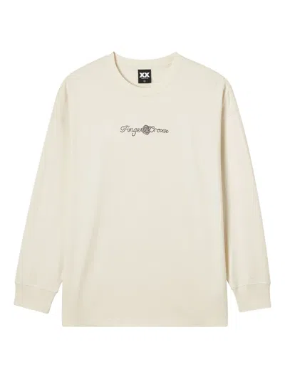Fingercroxx Embroidered Long-sleeved T-shirt In Neutral