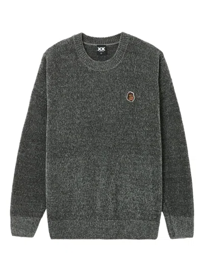 Fingercroxx Embroidered-patch Crew-neck Sweater In Gray