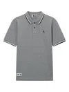 Fingercroxx Embroidered Tipped Polo Shirt In Gray