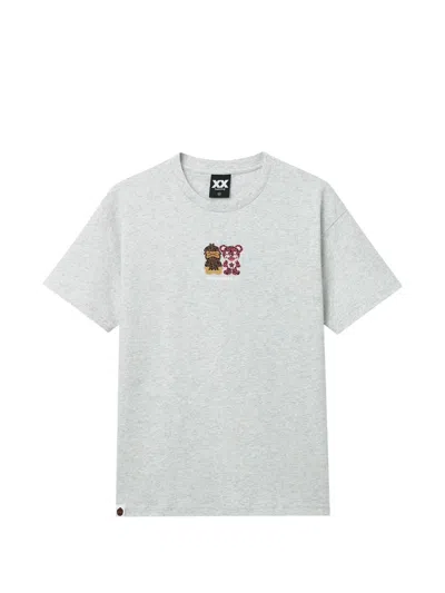 Fingercroxx Embroidered T-shirt In Gray