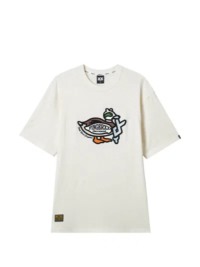 Fingercroxx Embroidered T-shirt In Neutral