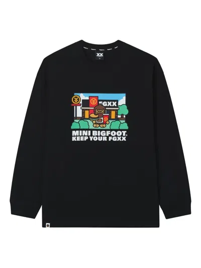 Fingercroxx Graphic Long-sleeve Top In Black